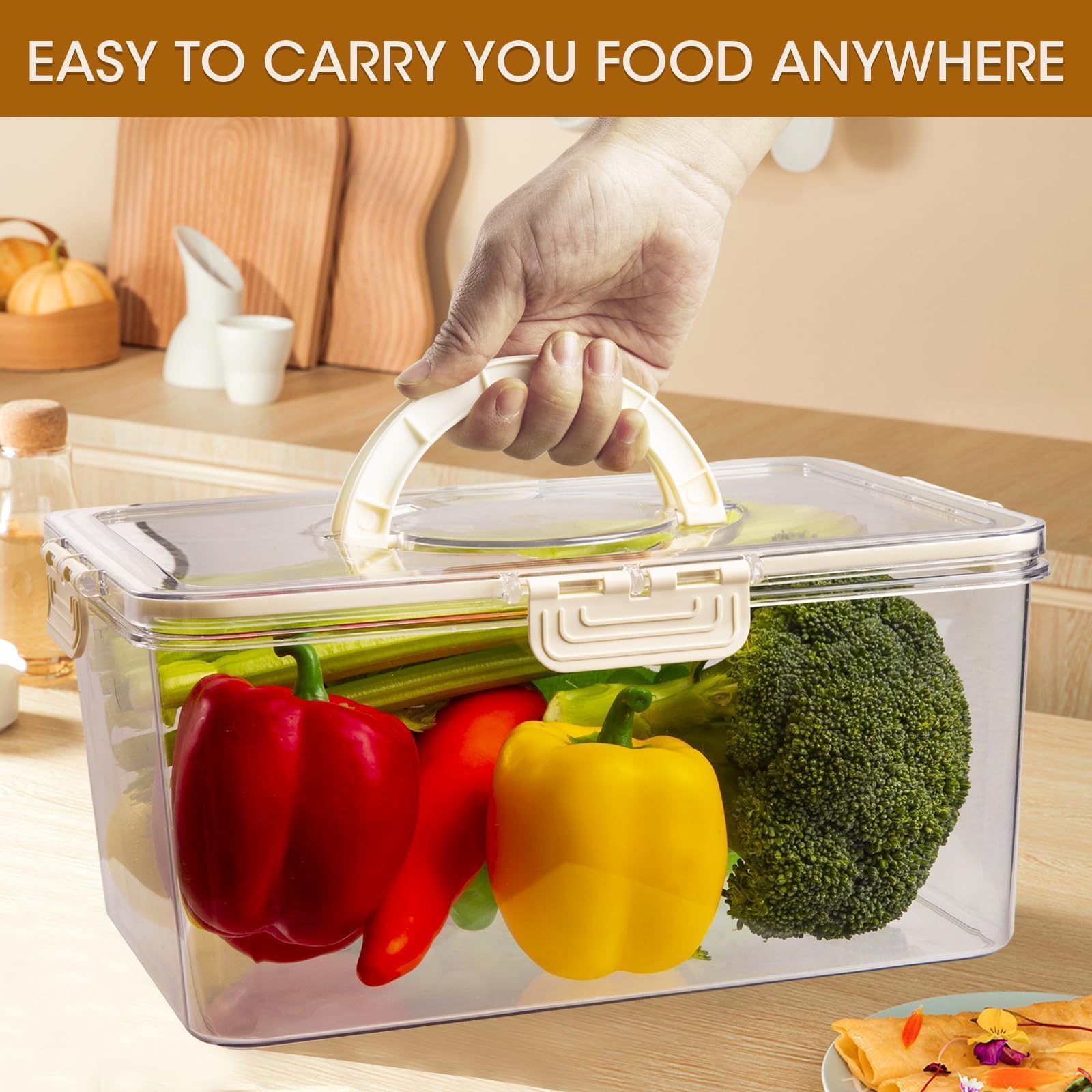 Contenitori per alimenti per frigorifero, frigorifero, organizer per frutta e verdura, impilabili, contenitori a 3 scomparti per prodotti alimentari, bacche e contenitori per frutta fresca e