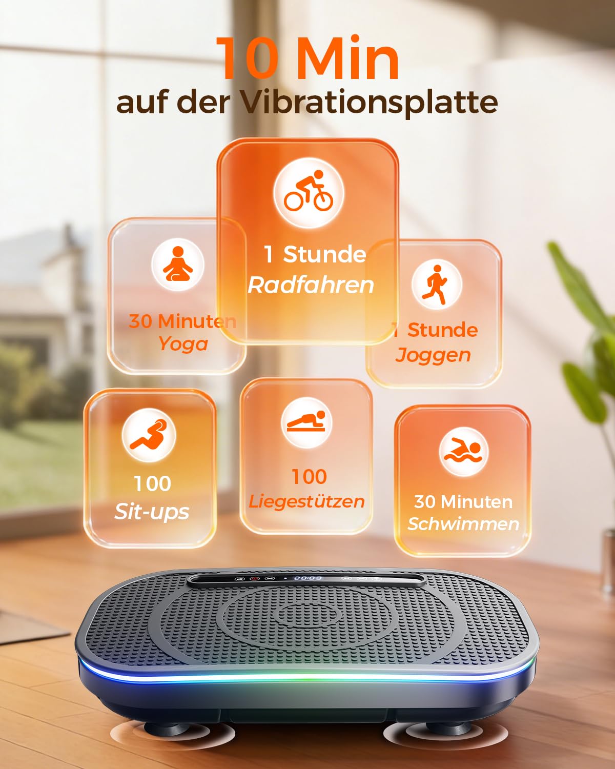 Vibrationsplatte Fitnessgeräte für Zuhause Rüttelplatte Vibration Plate entspannung, Sportgeräte Fitness Sport geräte Ganzkörpertraining 120 Intensitätsstufen für Home Workout