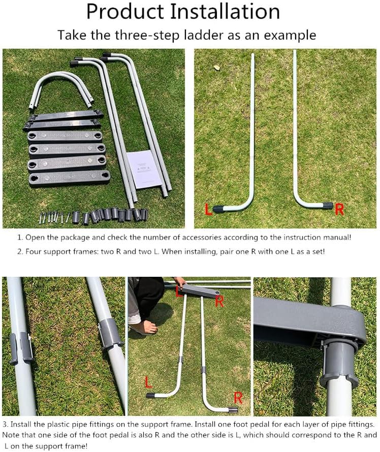 Heavy-Duty Pool Ladder for Various Outdoor Pools, 300-lb Capacity, with Removable Anti-Slip Steps and Corrosion-Resistant Steel Frame - Easy Snap-Lock Design (Fit .30in)