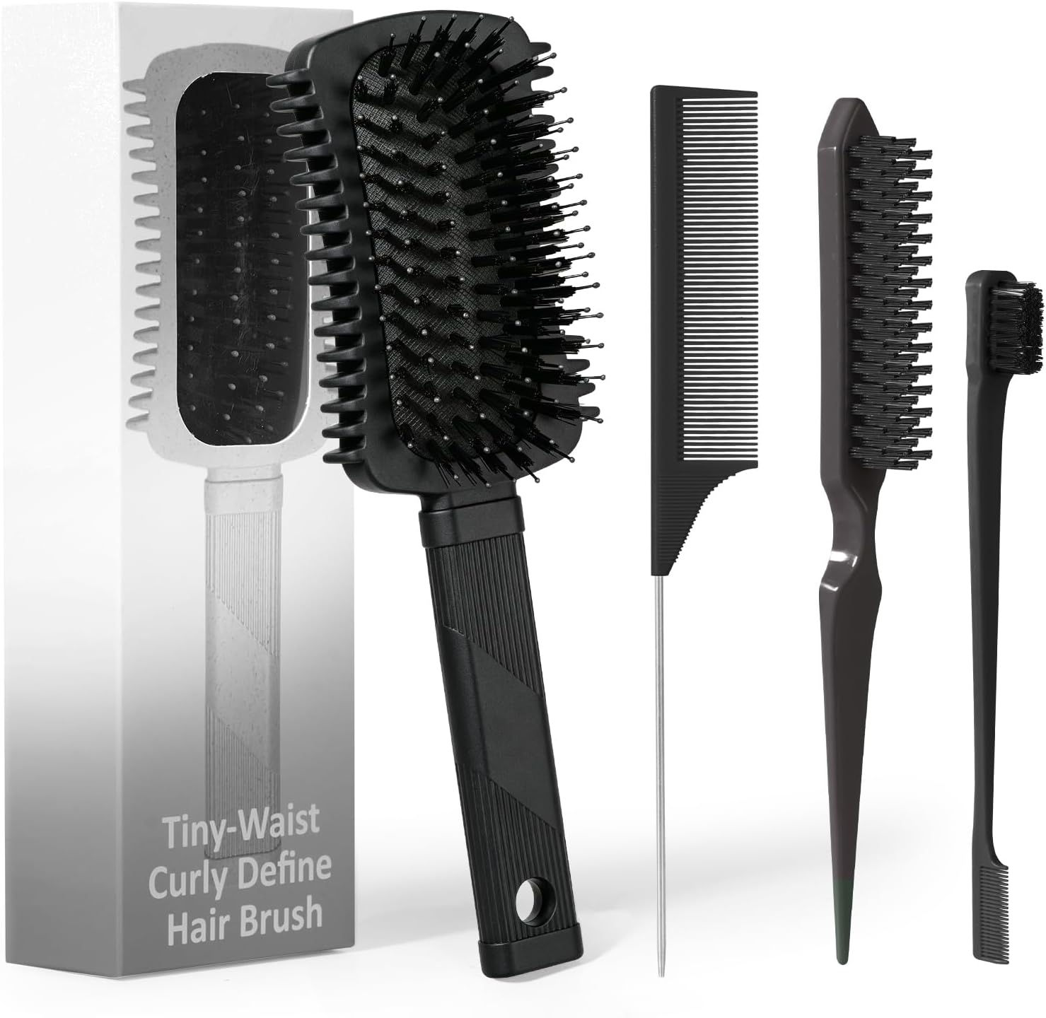 Curly Hair Brush Black, Volume Curl Defining Brush for Effortlessly Detangling Shaping and Styling Men's Women's Curls, Waves & Coils, Curly Hair Products, Reduce Frizz