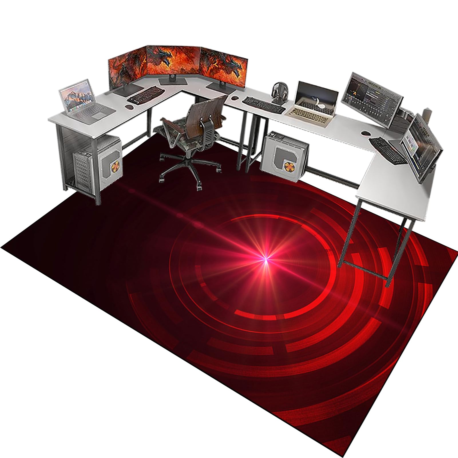Fzamudng Office Chair Mats for Carpeted Floor, Carpet Protector Chair Mat, Gaming Chair Mat for Hardwood Floors Carpet Wooden Floors Non-slip Floor Protector, Desk Chair Mat for Carpet 100 x 120 cm