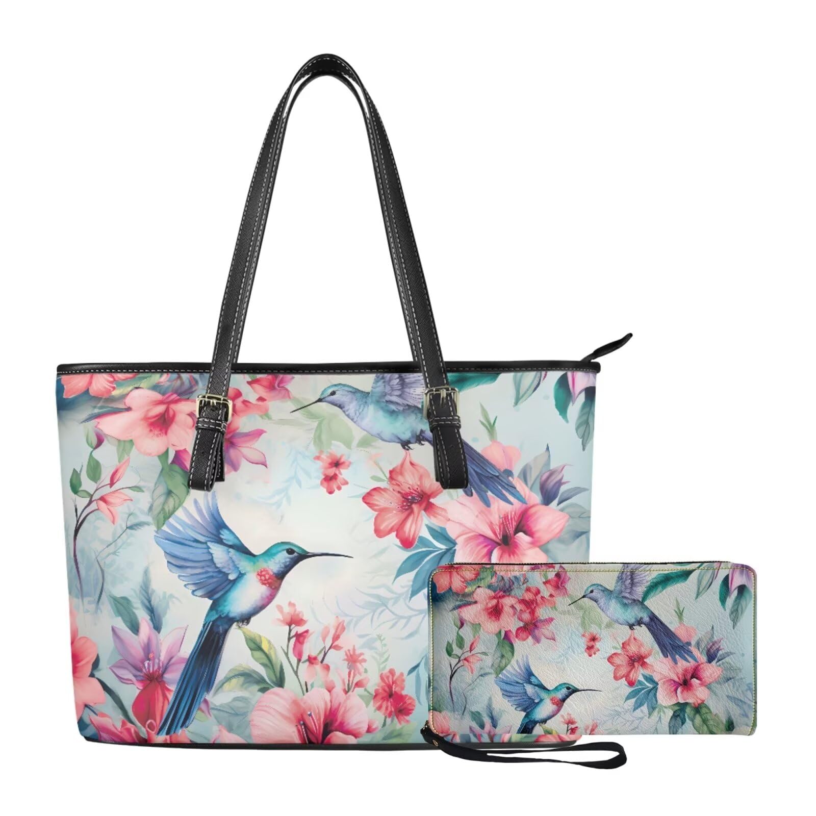 Dolyues Juego de 2 bolsas de mano con bolso largo que incluye bolsa de mano de 15 pulgadas con cremallera de piel sintética para mujer