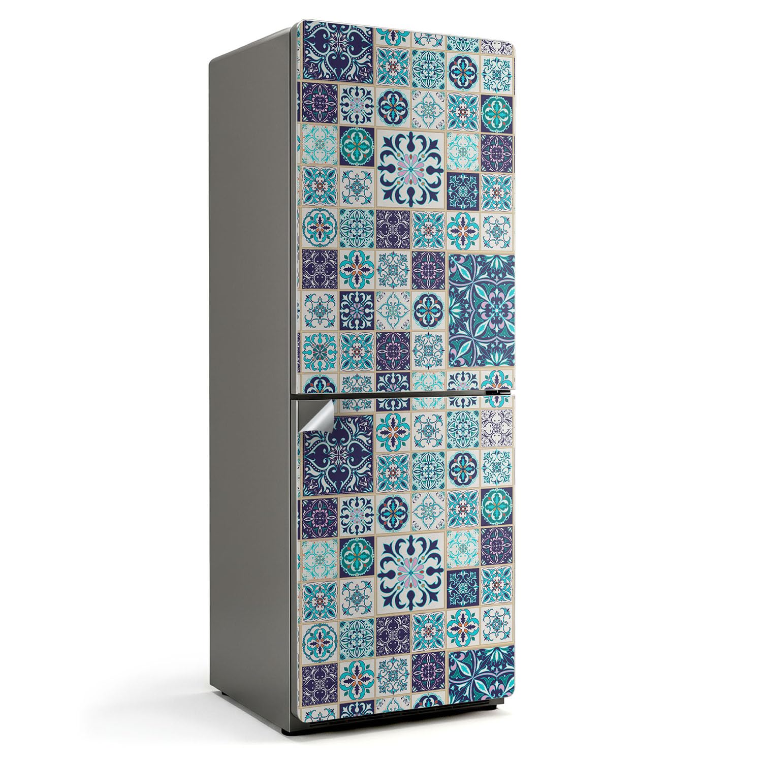 Autocollant porte réfrigérateur 70x190 cm à motif mosaïque de carreaux