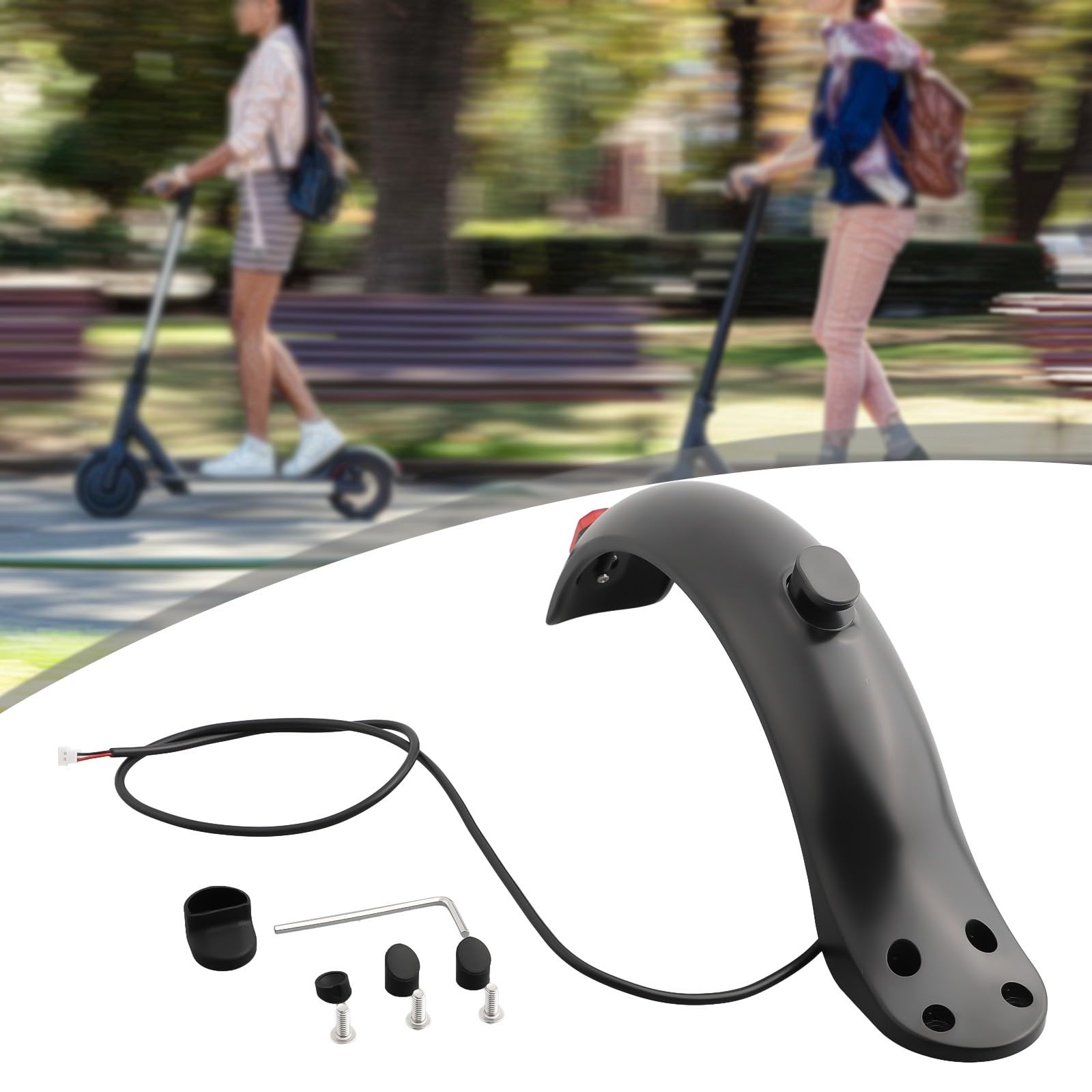 ABS+Metallo Parafango Posteriore con Fanale Posteriore per Xiaomi 8.5 Pollici Scooter Elettrico, 1 Set