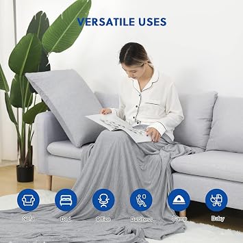 HOMFINE Cooling Pillowcases Standard Size - Double Side Q-Max 0.439 Cooling Fiber for Pillow Protector, Breathable Cold Pillow Cover for Hot Sleeper Night Sweat, Hidden Zipper, 2 Pack (20x26, Grey)