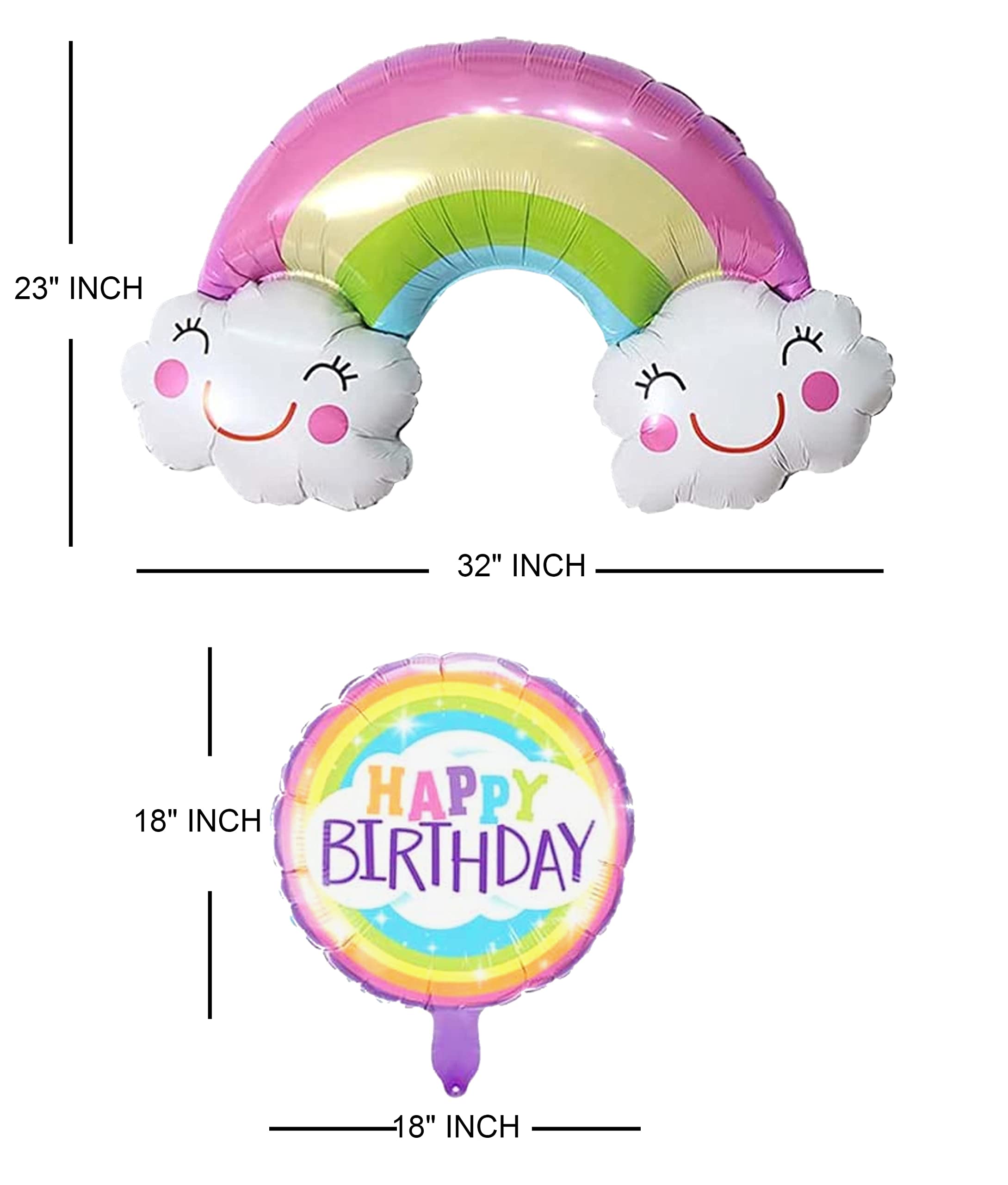TOYXE 40603 Foil Happy Birthday Rainbow Balloons (Rainbow) Set of 5 pcs - Image 2 thumbnail