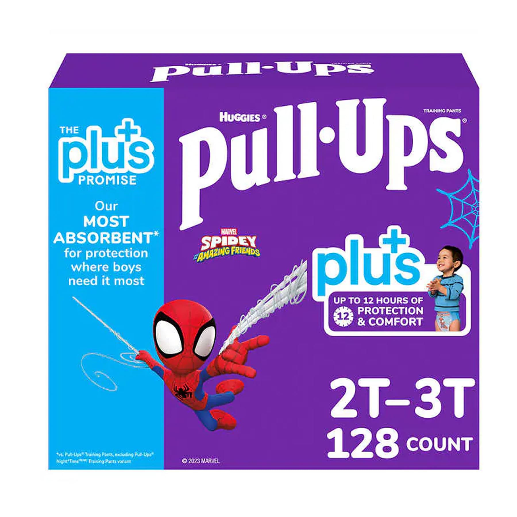 Huggies Pull-Ups Plus, 2T-3T (16-34 lbs. / 7-15Kg) Spider Man Themed 128 Count (For Boys)