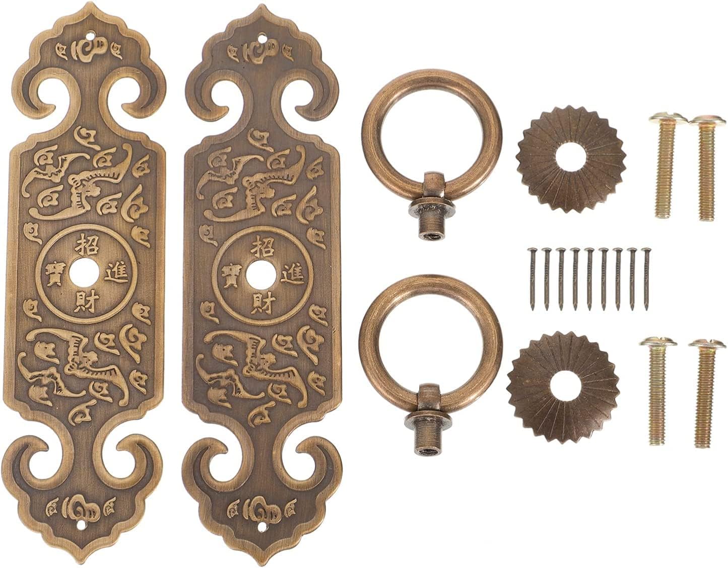 Ring Pull Handles, 2pcs Rustic Drawer Pull Ring Vintage Knobs Pulls Handles Antique Decorative Drawer Pull Ring Hardware with Screws for Furniture Cupboard Cabinet Dresser 12cm 2pcs ( Size : 10X3.2CM