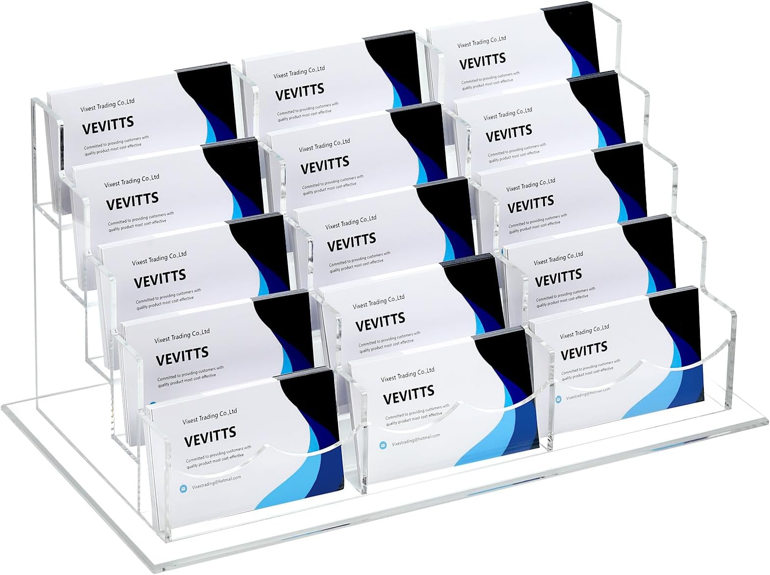 Amazon.com : Dunzoom Business Card Holder for Desk 16 Slots Acrylic ...