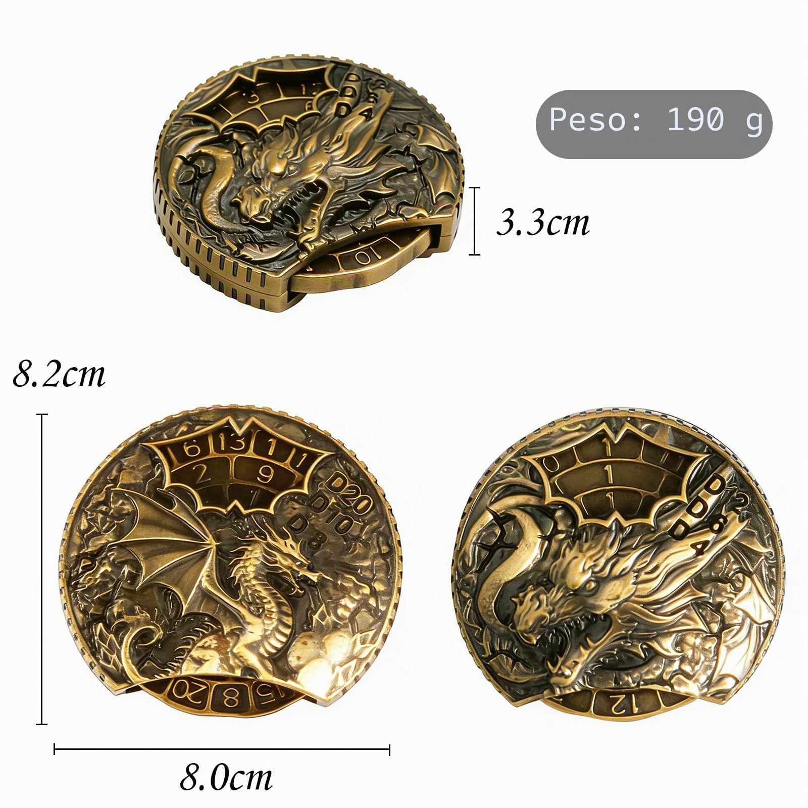 DND Ruota Dadi Spinner Metallici, 7 in 1 Dungeons And Dragon Game, Wheel Dice Spiner, Roulette Dadi Spinner,Accessori per Giochi da Tavolo di