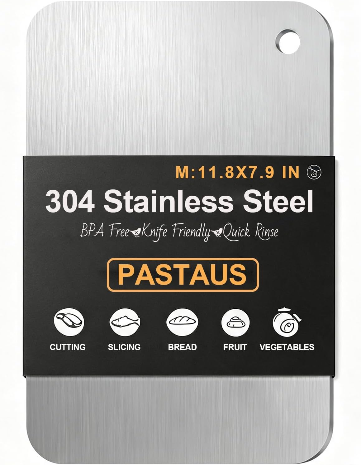 Stainless Steel Cutting Board, Double Sided Steel Cutting Boards for Kitchen Meat Vegetables & Fruits,Dishwasher Safe Easy to Clean (M Size)(11.8 × 7.9in)