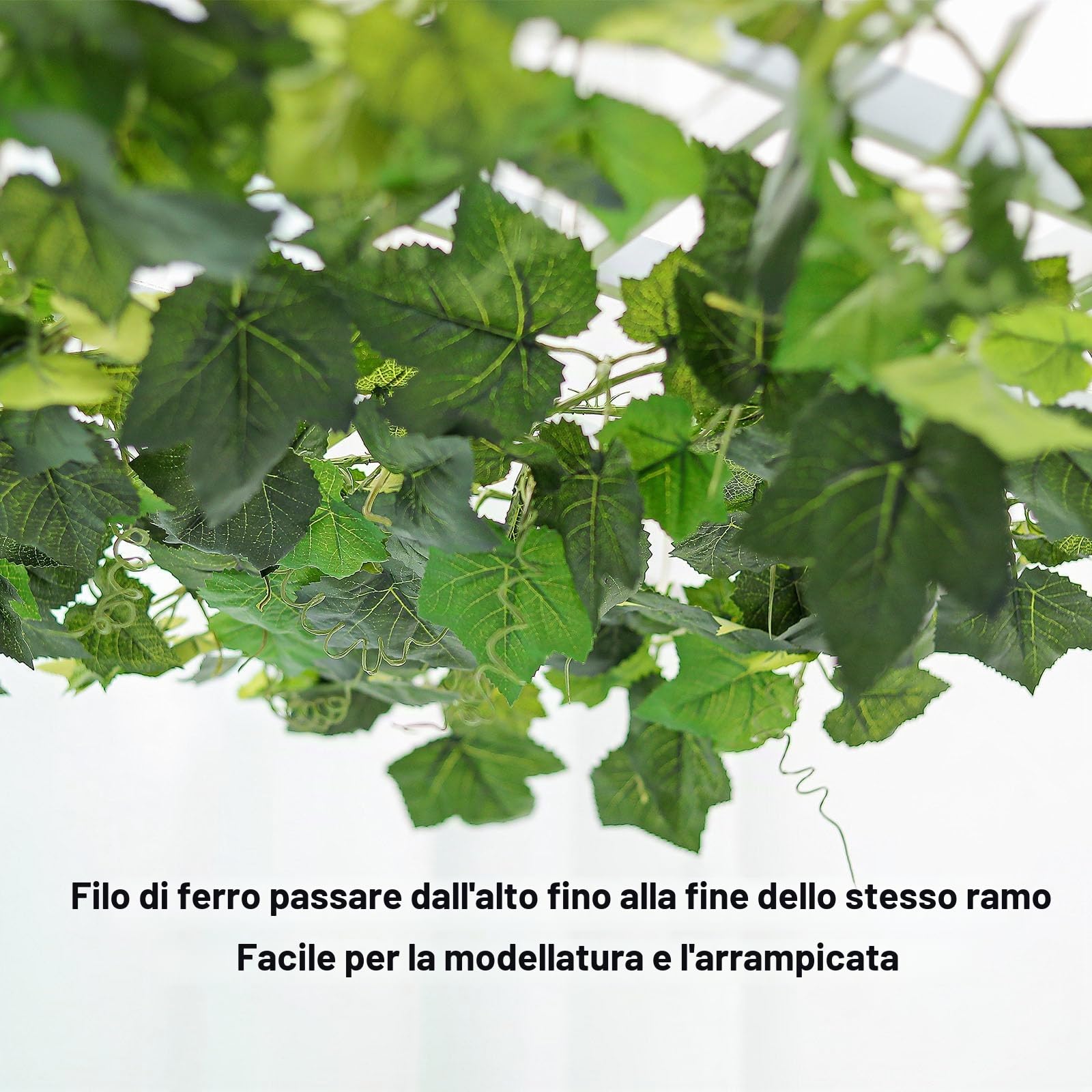 2pcs 157 pollici fiamma ritardante falsi viti foglie artificiali rustiche sulla vite falsa foglia d'uva verde ghirlanda di seta piante di ivea per cappotto fattoria parete verde appeso giardino