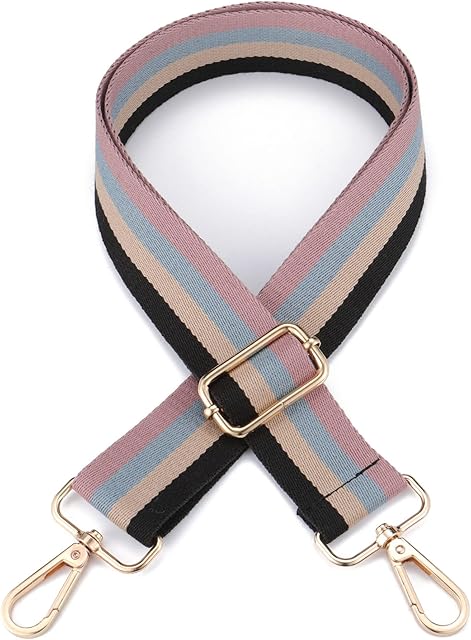 CHIC DIARY Purse Straps Replacement for Handbag Wide Crossbody Bag Straps Replacement Adjustable Shoulder Luggage Straps (Pink Stripe)