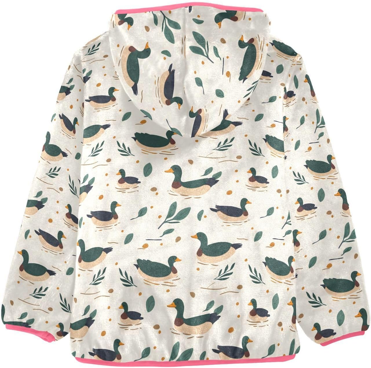 Girls Hoodie Outfit Green Wild Ducks Pattern Zipper Sweatshirt Coat Fleece Jacket for Kids 3-10T