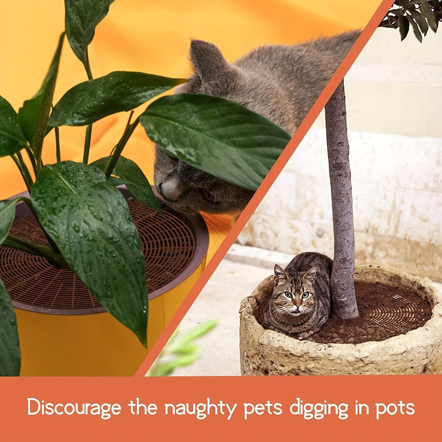 Protective Flower Pot Cover - Trim-Able Isolation Net with 8 Plastic Pegs, Prevents Cats Digging in Soil, Indoor & Outdoor Plant Protection，Moderate — view 3