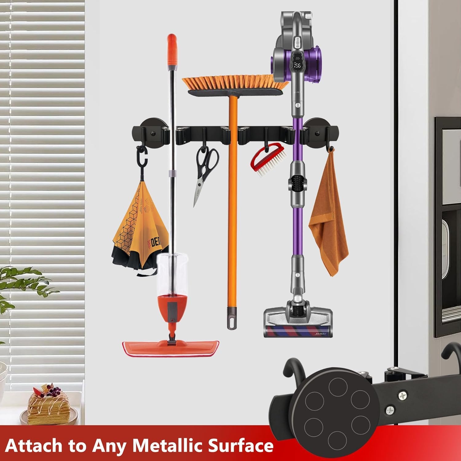 ULIBERMAGNET Magnetic Mop Broom Holder, Movable Magnetic Broom Holder Rack - Image 4