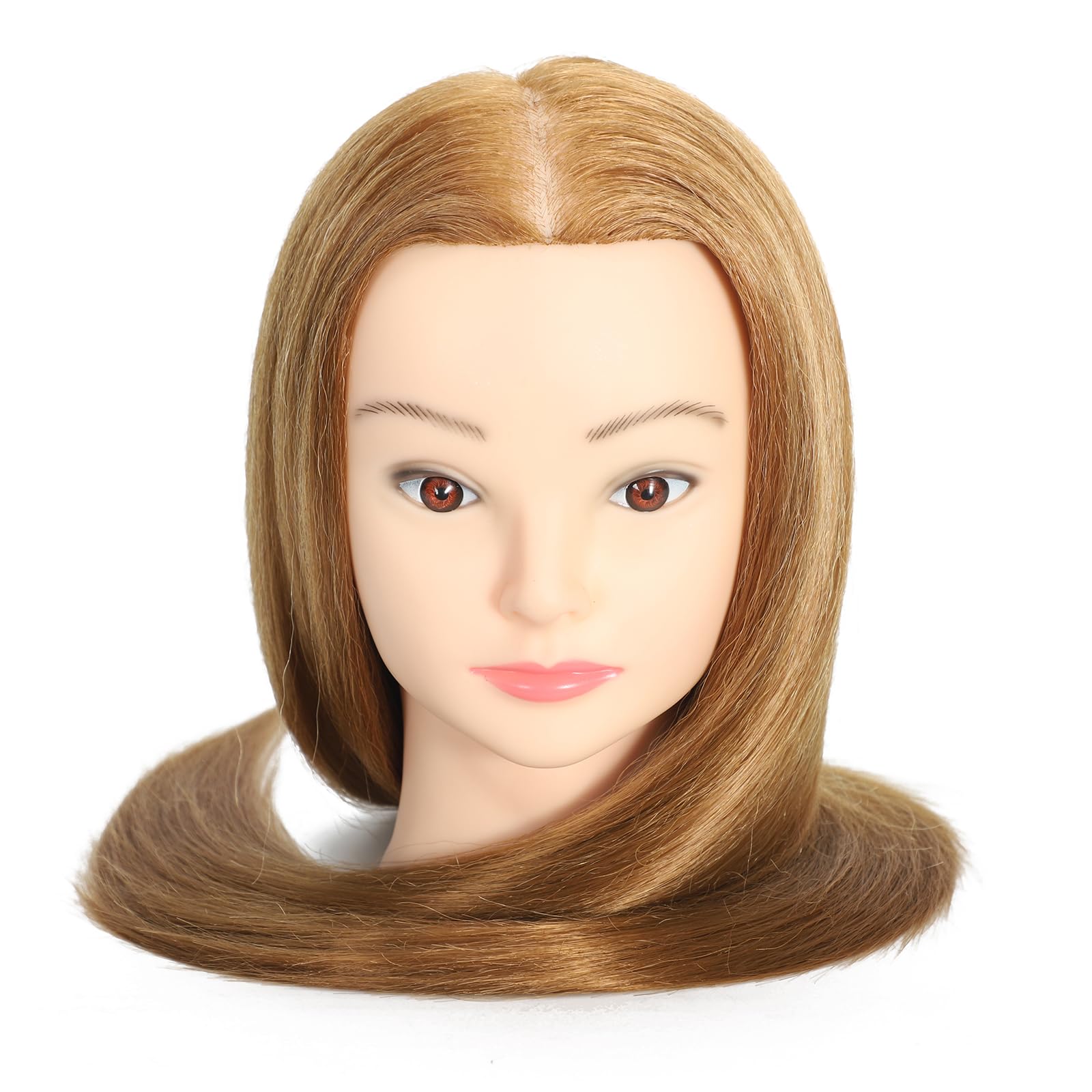 Testa di manichino per pratica con le acconciature, con capelli sintetici al 70% e naturali al 30%, 61-66 cm, morsetto incluso