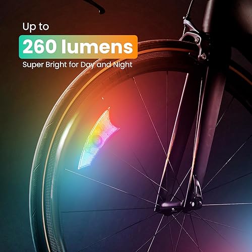 Miniatura 3 de Paquete de 4 luces LED para rueda de bicicleta, luces ultra brillantes para radios de bicicleta, IPX5 impermeable, luz de bicicleta de color con