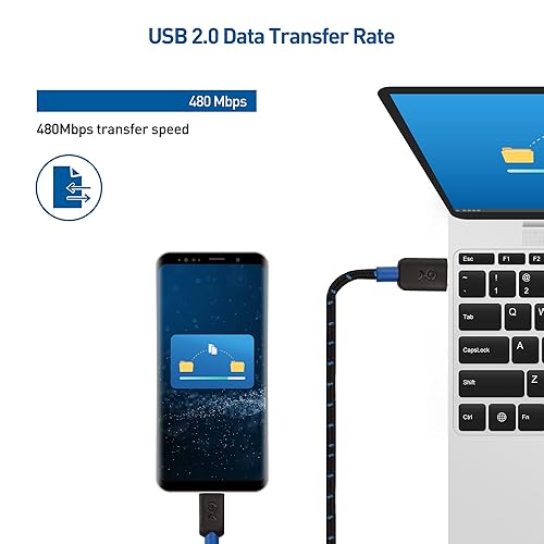 Miniatura 2 de Cable Matters Cable trenzado USB C a micro USB de 33 pies cable micro USB a USB-C cable USB tipo C a micro USB en negro