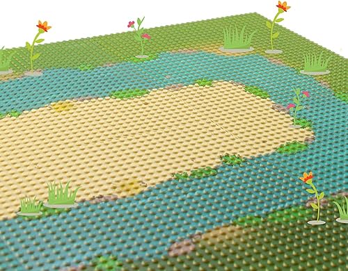 Miniatura 6 de Feleph Placa base clásica con patrón de río y pastizales para bloques de construcción de 10 x 10 pulgadas, compatible con las principales marcas