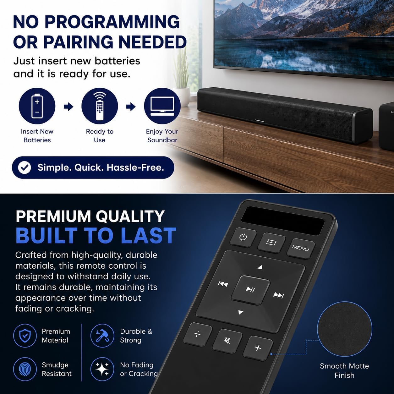 Universal Soundbar Remote Control Replacement for Vizio Home Theater Sound Bar and Vizio Home Audio Sound System