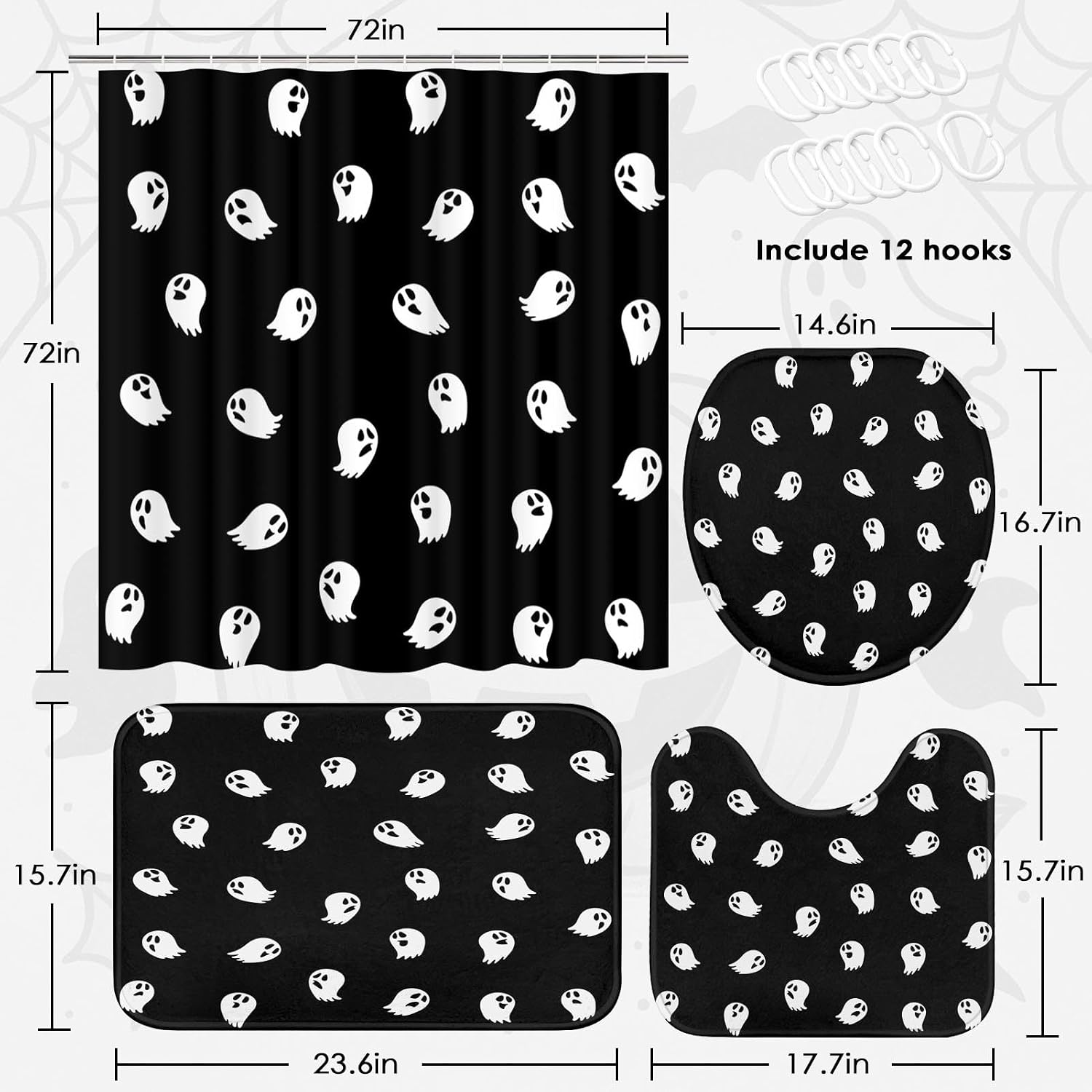 ArtSocket Halloween Bathroom Sets with Shower Curtain and Rugs Spooky Cute image 3