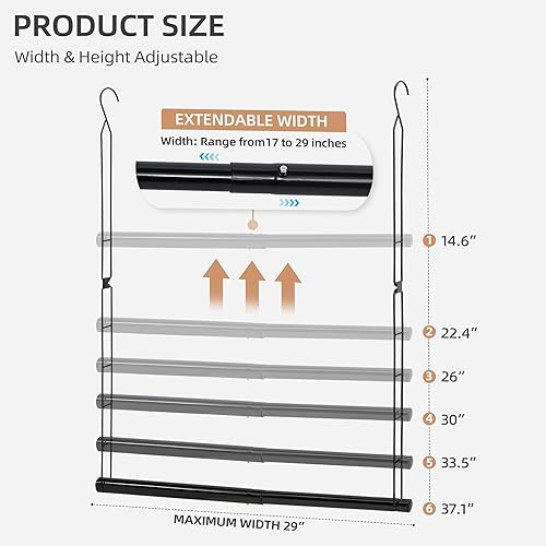 Miniatura 2 de STORAGE MANIAC Barra colgante de armario, ancho y altura ajustable, organizador colgante de armario, barra colgante de ropa que ahorra espacio
