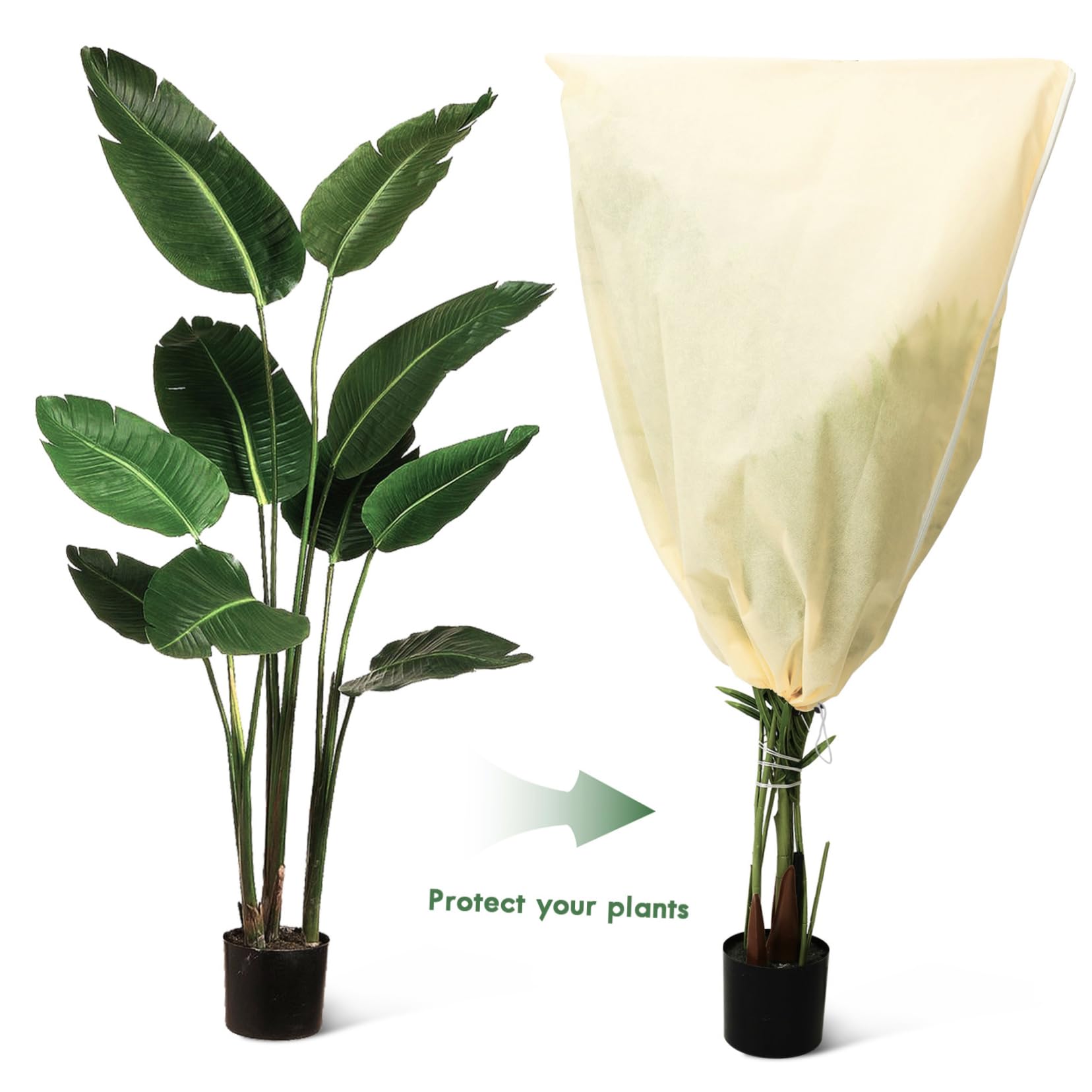 Copertura Piante Inverno Antigelo 2 Pezzi Non Tessuto | Beige, Protezione Climatiche per Piante e Alberi da Frutto, Facile da Riporre per Uso Esterno