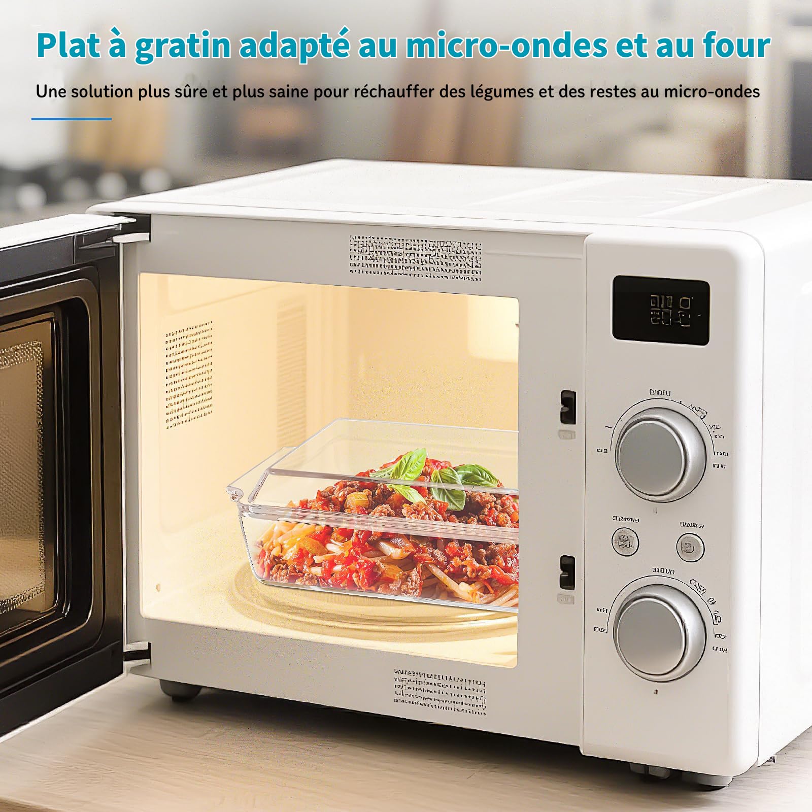 Set di 2 piatti da Gratin rettangolari in vetro con coperchio, casseruole trasparenti con maniglie, piatti per lasagne resistenti al forno e microonde, cucina, casa ristorante, hotel (2L+1L)