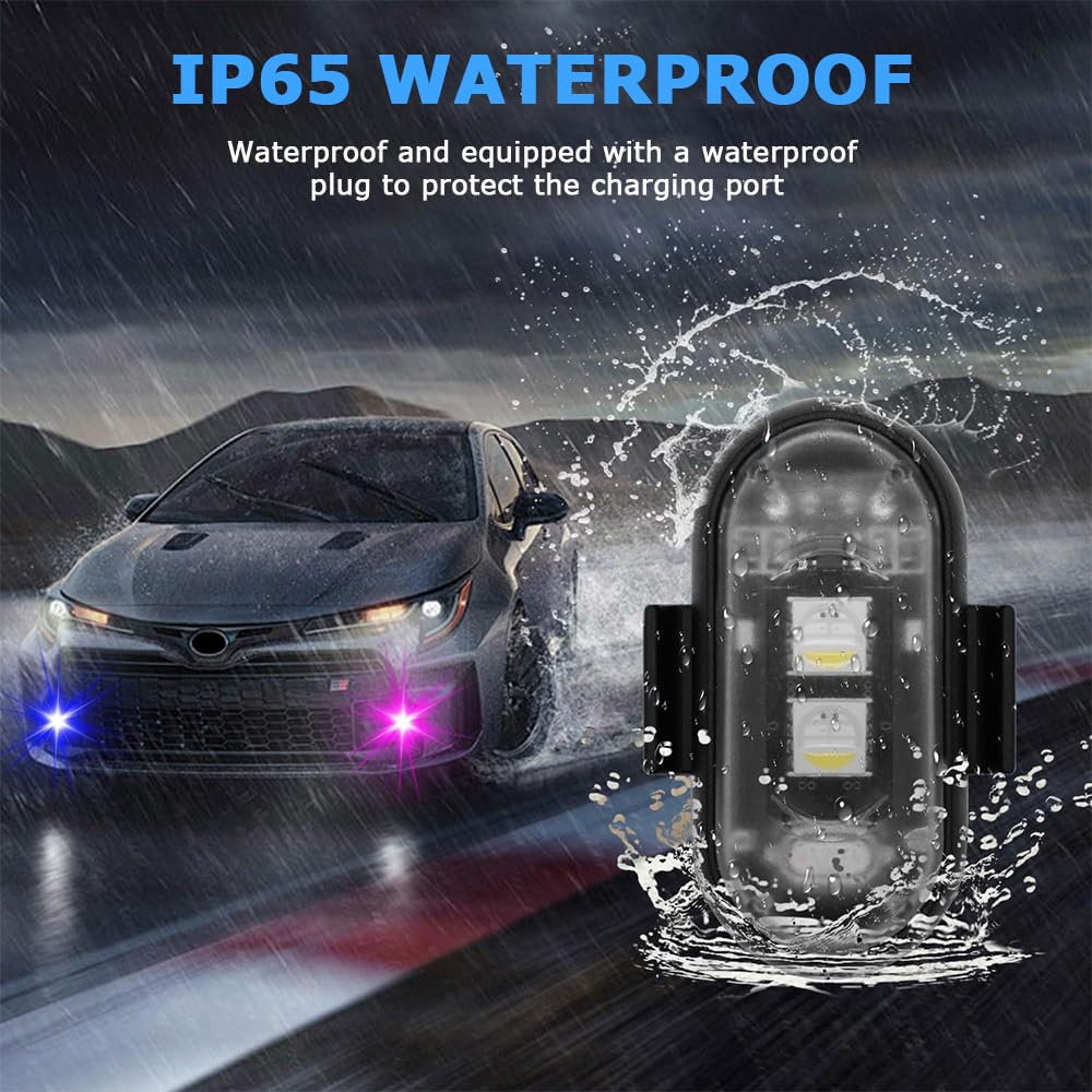 Kabellose LED Lichter, 6 Stück Strobe Drone Light, IP65 Fernbedienung Blitzlicht mit Fernbedienung, 8 Farben Antikollisionslichter, LED Flugzeug Blitzlicht, für Motorrad Drohne Angeln