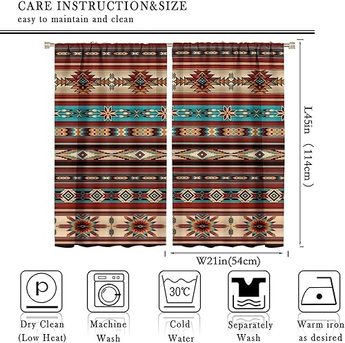 Miniatura 3 de Cortinas aztecas, diseño geométrico étnico del suroeste para sala de estar, granja, tribal, navajo, bohemio, patrón nativo, juego de 2 paneles,