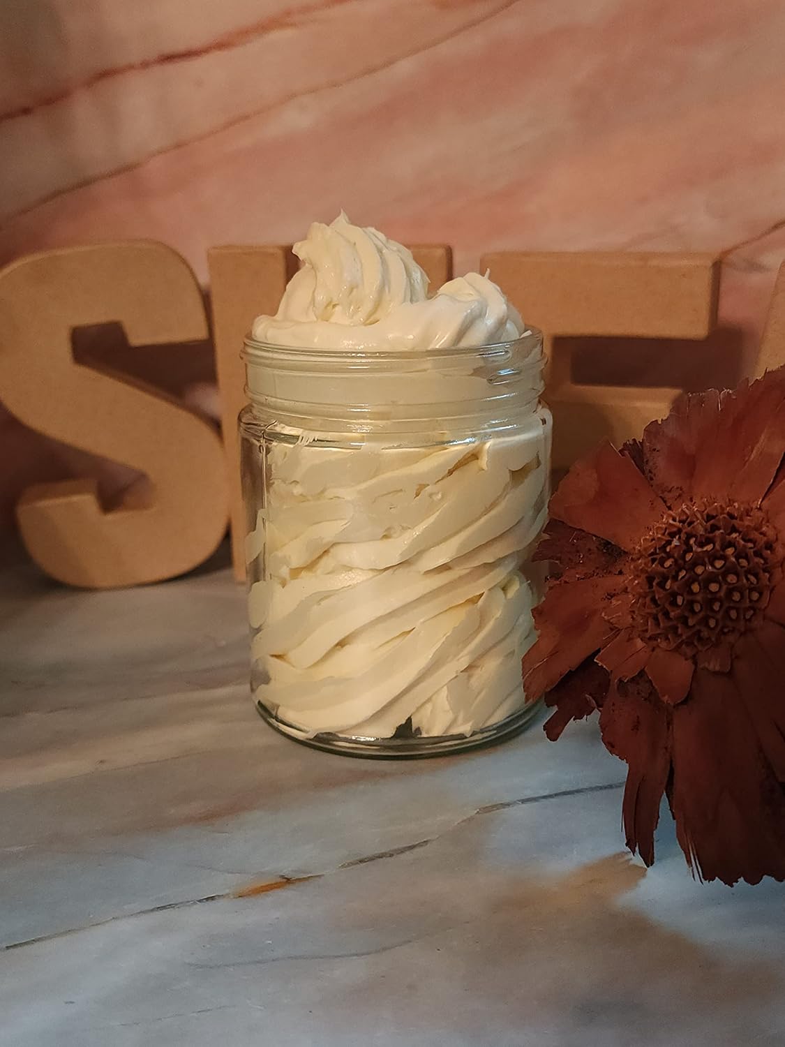 Vanilla Bean Premium Blend Whipped Body Butter with nourishing shea butter. Excellent body butter for softer skin naturally while also enjoying the uplifting fresh aroma of Vanilla.