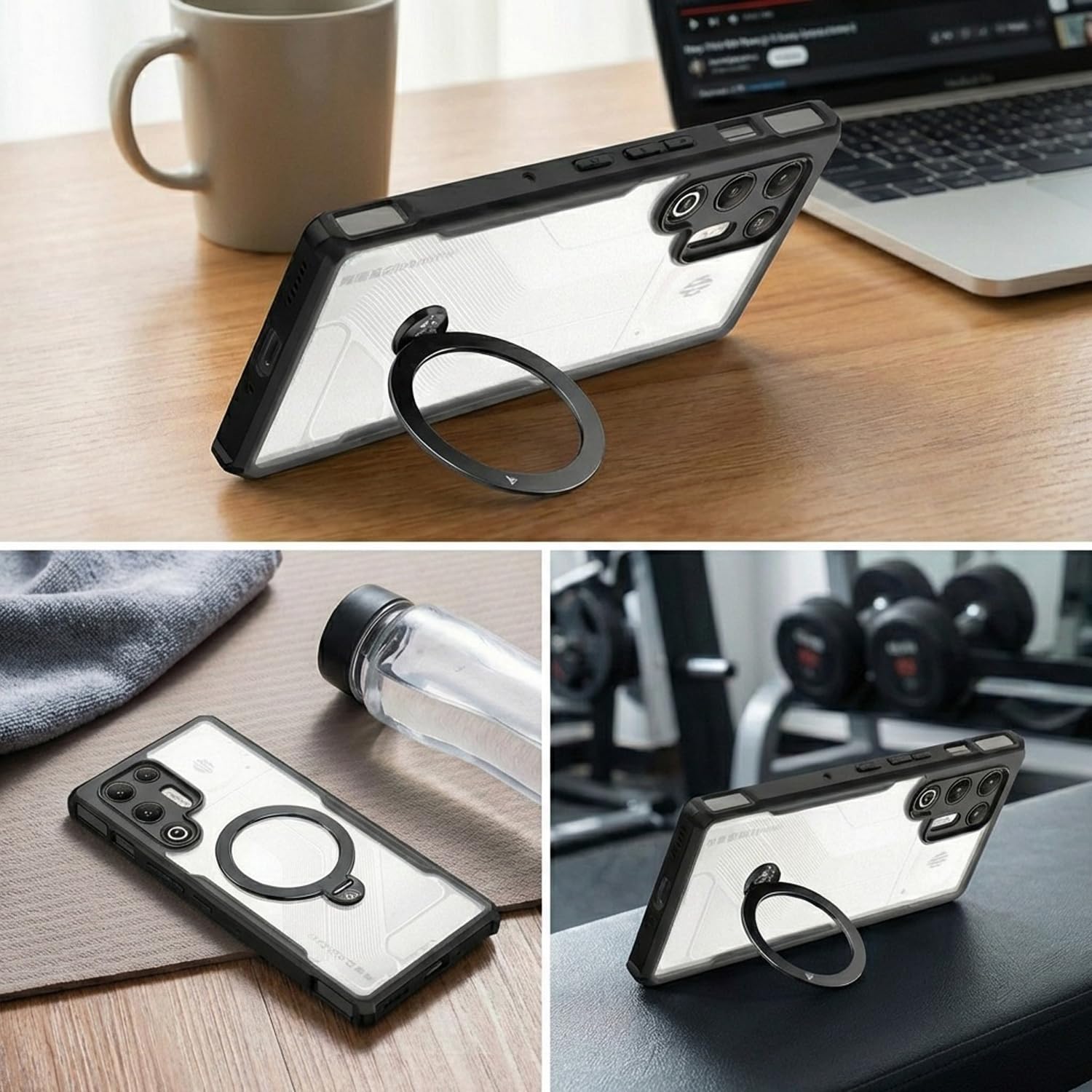 Funda para Red Magic 11 Air con soporte de anillo, parachoques de TPU suave + parte trasera acrílica, bolsas de aire de grado militar, protección contra caídas a prueba de golpes [1 película