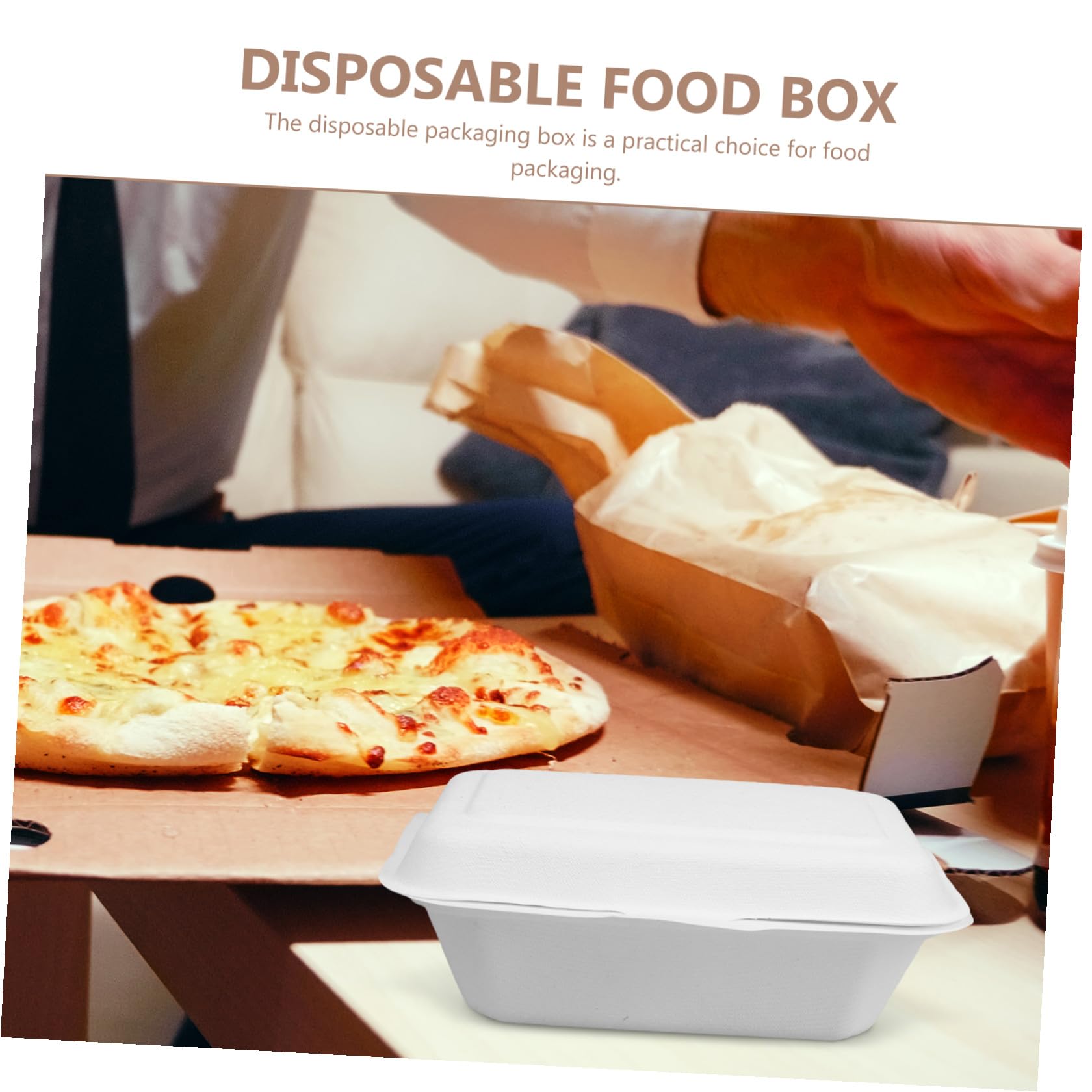 Scatole Biodegradabili Confezione da 50 Pezzi per Alimenti 600ml in Carta Bianca Multifunzionale e Facili da Trasportare per Takeaway e Packaging Dolci