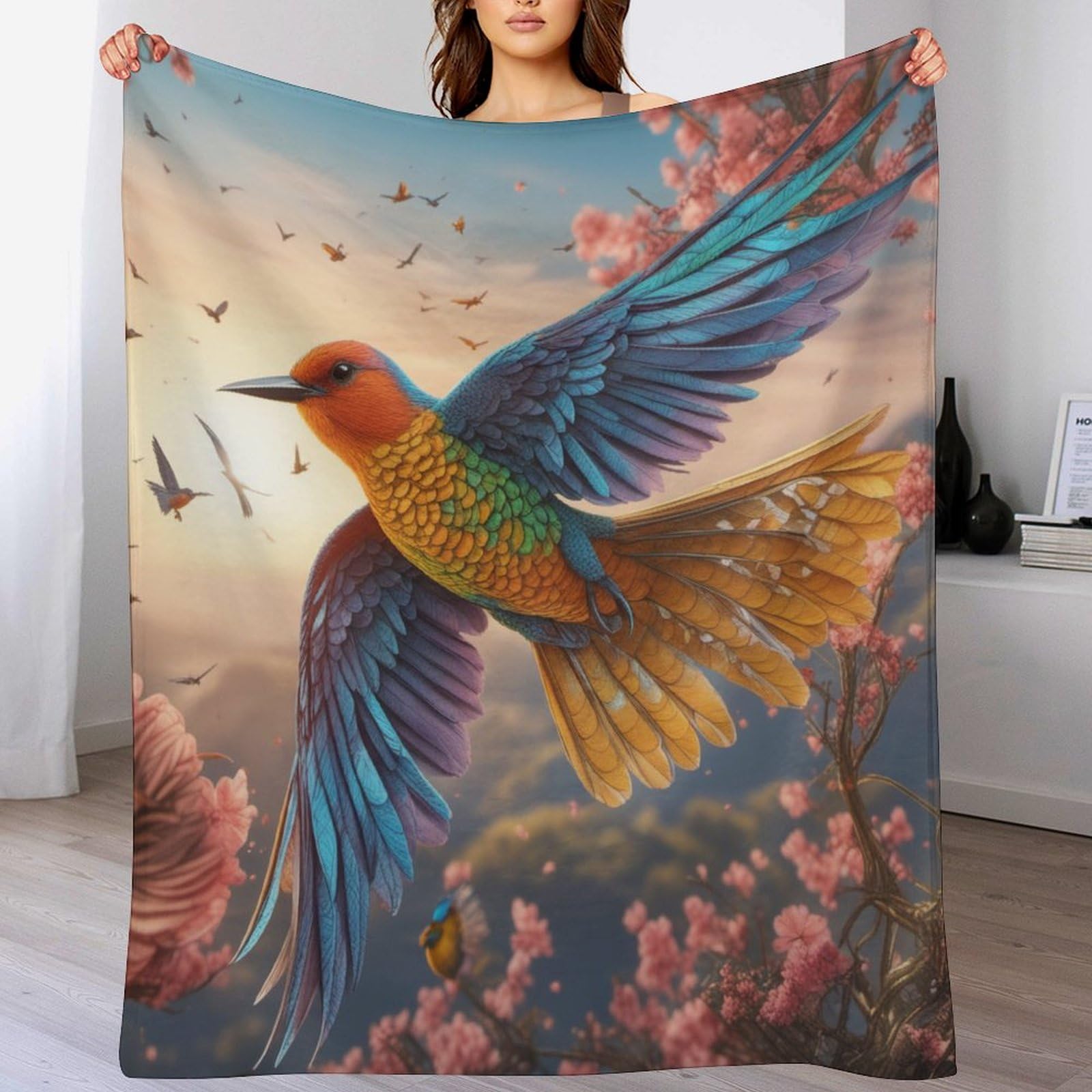 Manta ligera de pájaros 180 x 200 cm el regalo ideal para el hogar