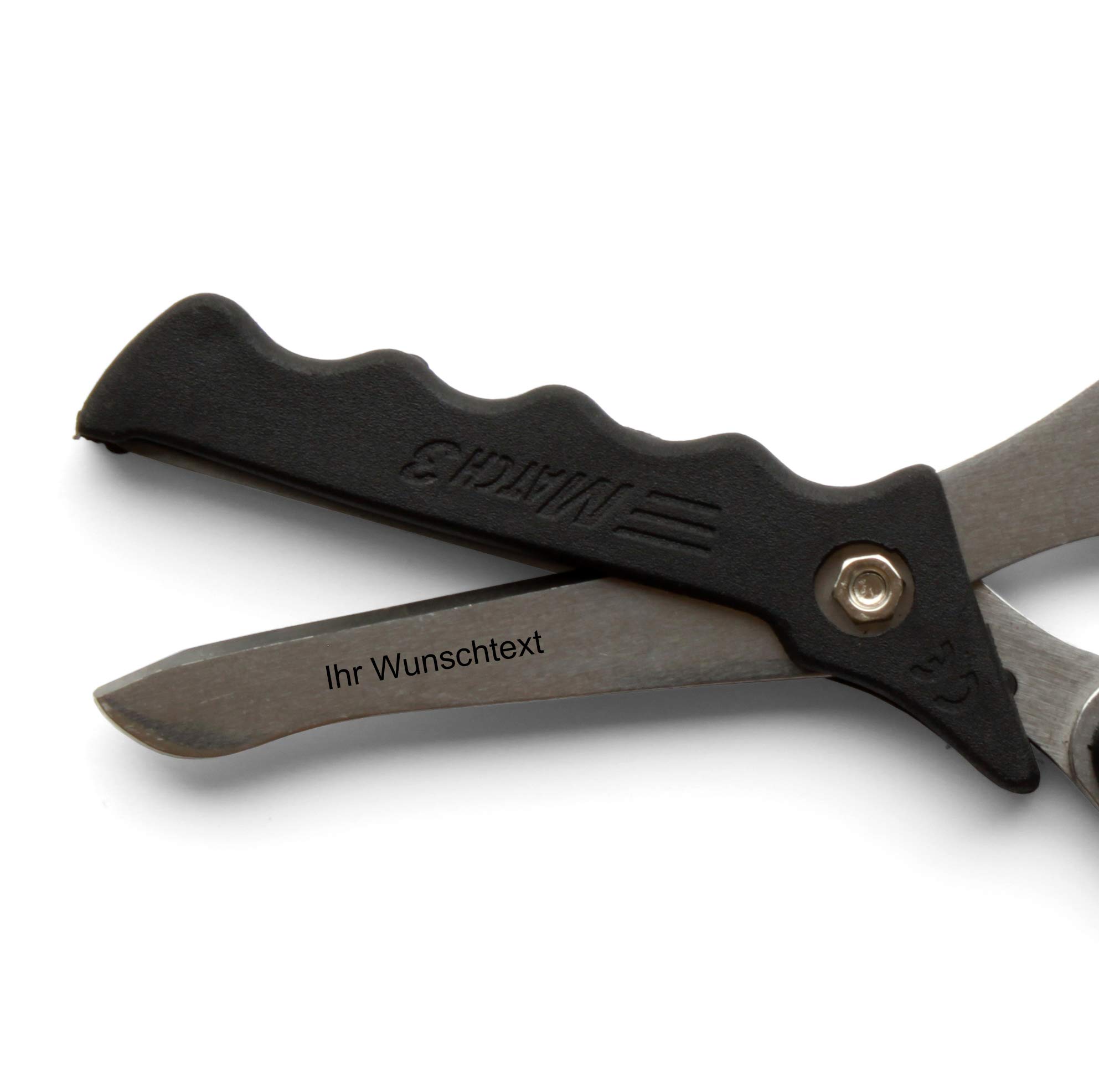 Rettungsschere Spencer Match 3 schwarz Kleiderschere Notfallschere MIT GRAVUR