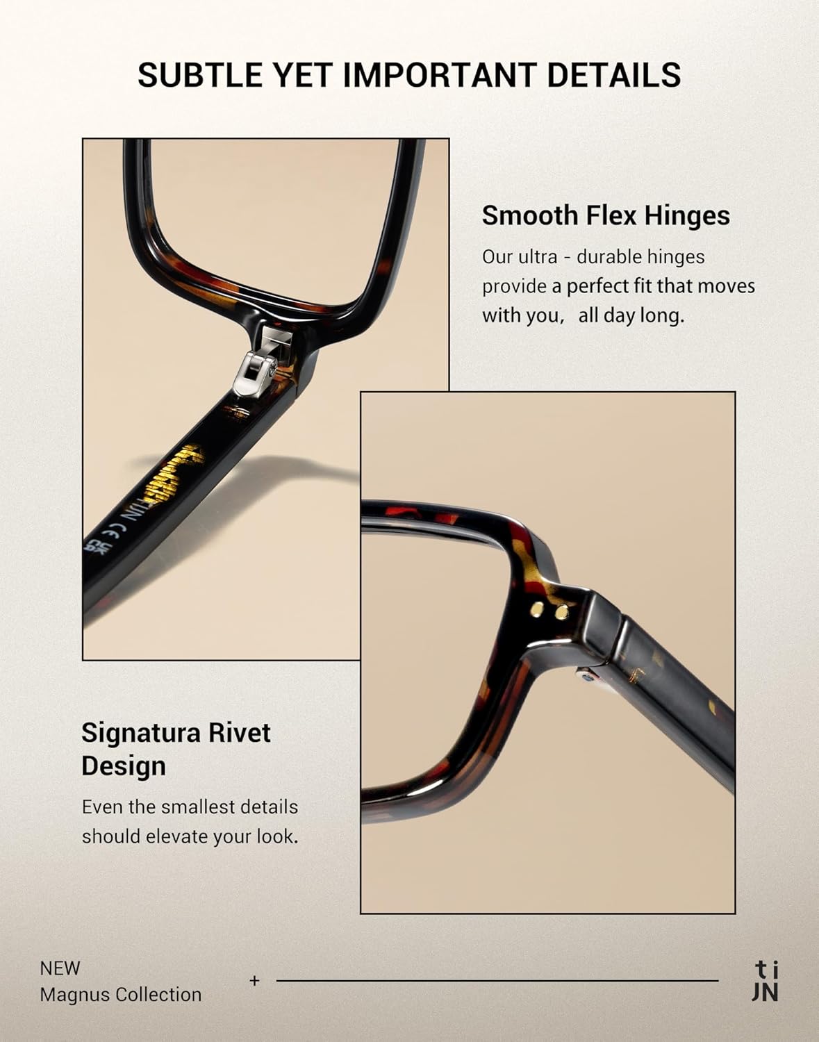 TIJN Magnus Blue Light Blocking Glasses for Women Men,Square Cat Eye Frame Bluelight Glasses for Gaming/Computer/Screen - Image 5