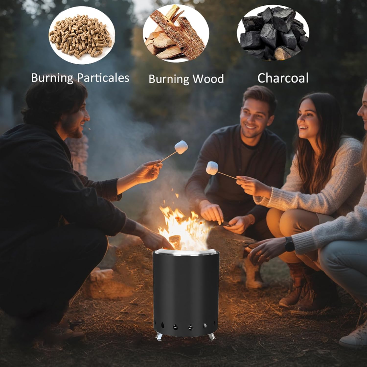 Table Top Mini Fire Pit with Stand and Carry Bag, Smokeless Portable Stainless Steel Fire Pit for Outside Patio and Camping