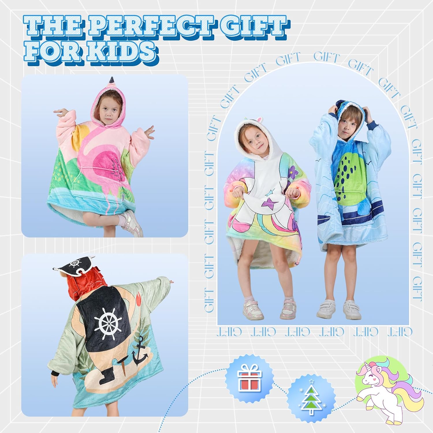 MIZZEO Kids Wearable Blanket Hoodie, Oversized Sherpa Wearable Blanket with Hood Pocket and Sleeves for Toddlers, Cute Hoodies 2-6 Year Old Girls Boys Youth Birthday Gifts (Unicorn) - Image 5