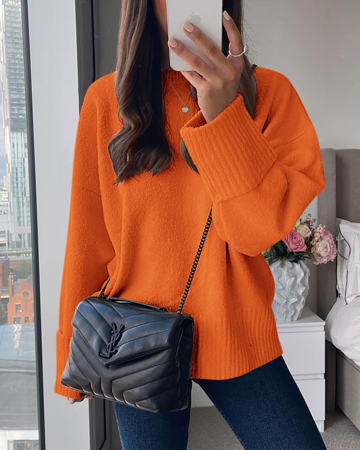 PRETTYGARDEN Women's Fall Oversized Sweaters Casual Crewneck Pullover Long Sleeve Fuzzy Chunky Knit Tops Blouse - Image 7
