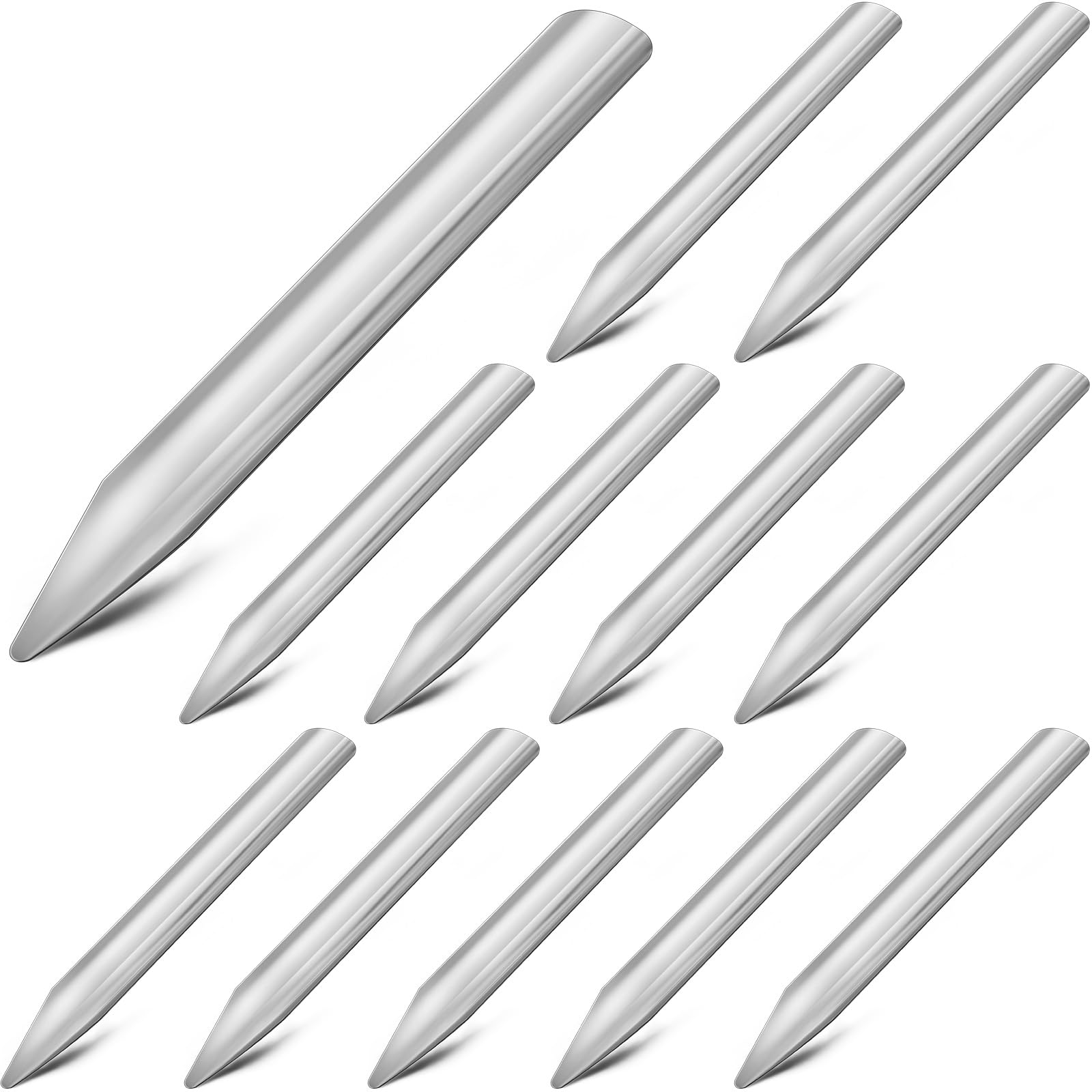 Zonon 12 Pcs 6 Inch Lab Spatula Stainless Steel Lab Scoop Spatula with Rounded Pointed Ends Laboratory Curved Metal Bead Scoop for Scooping Transferring Mixing Powders Pastes Classrooms Tool