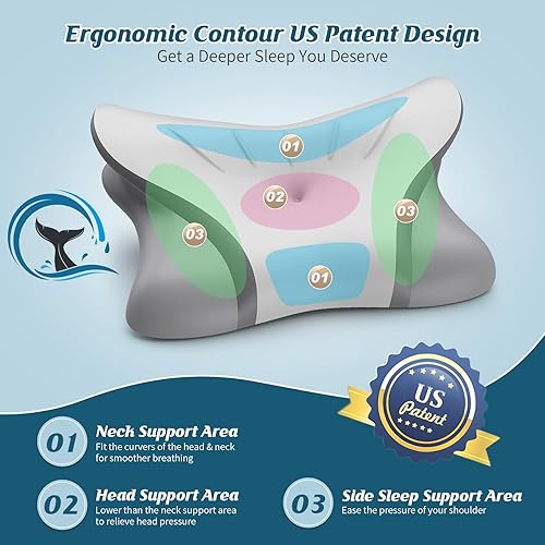 Miniatura 4 de Almohada cervical para el cuello para aliviar el dolor, almohada ergonómica para dormir, almohadas ortopédicas de espuma viscoelástica de contorno