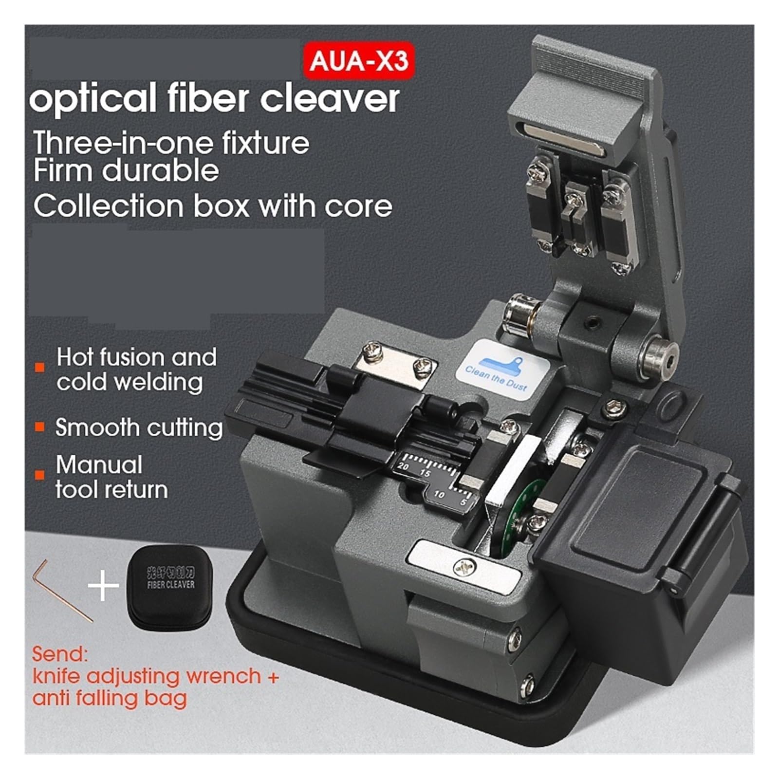Glasfaser-Spaltgerät, AUA-X3 Hochpräziser Faser-Cleaver FTTH Glasfaserschneider Glasfaserkabelschneider Messerwerkzeu 24 Oberflächenklin