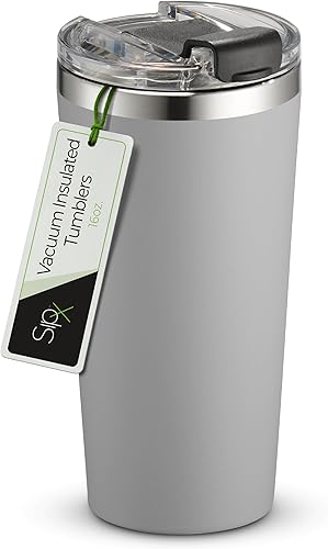 Miniatura 9 de SIPX Vasos con triple aislamiento, 22 onzas, vaso moderno de alta calidad con tapa, vaso aislado que se mantiene caliente durante 6 horas, vaso de