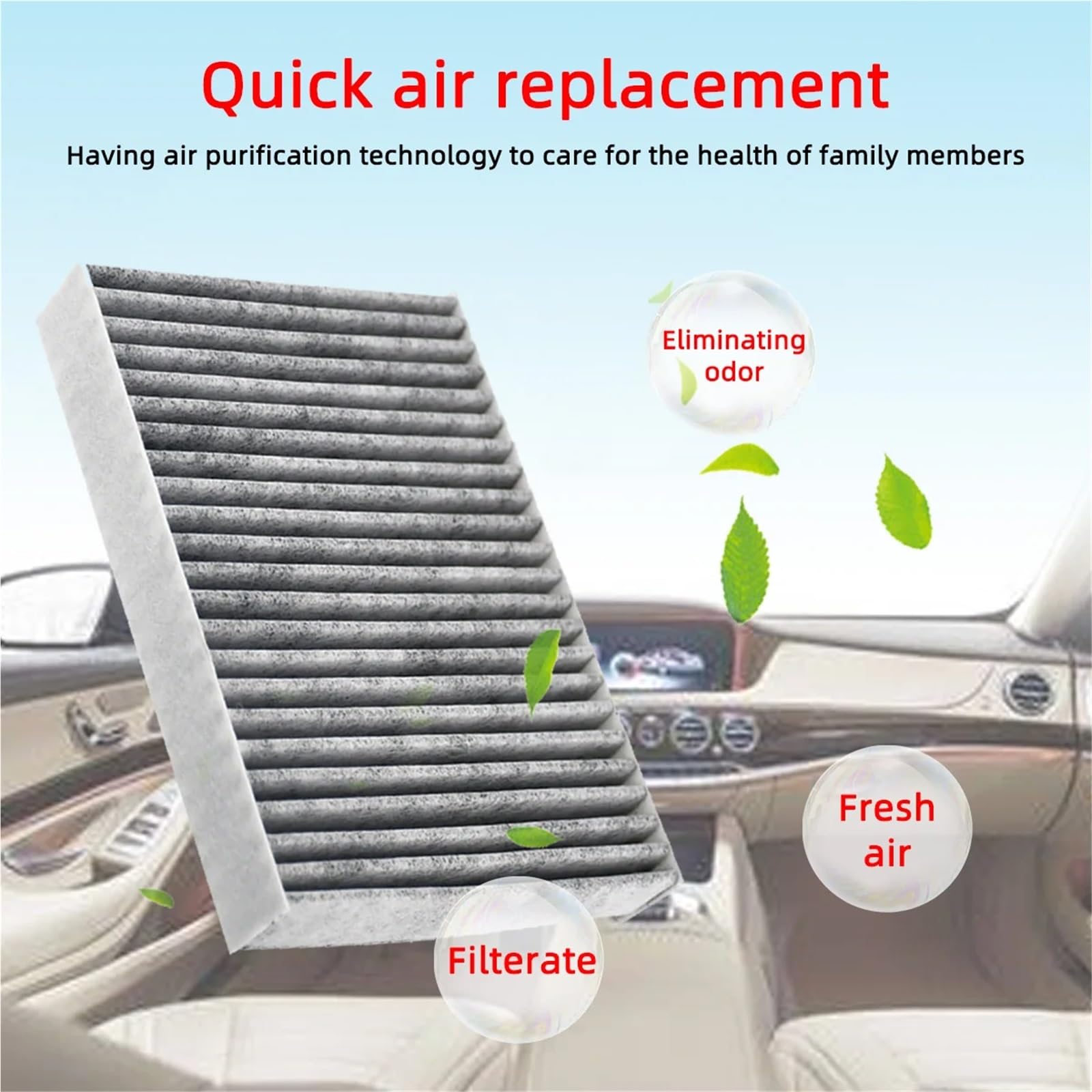 Filtro de aire de cabina de coche compatible con Toyota RAV4 (2019, 2020, 2021, 2022, 2023 y 2024), fibra de carbono. Filtro de aire de cabina Filtro de Habitáculo Anti(5 PCS)