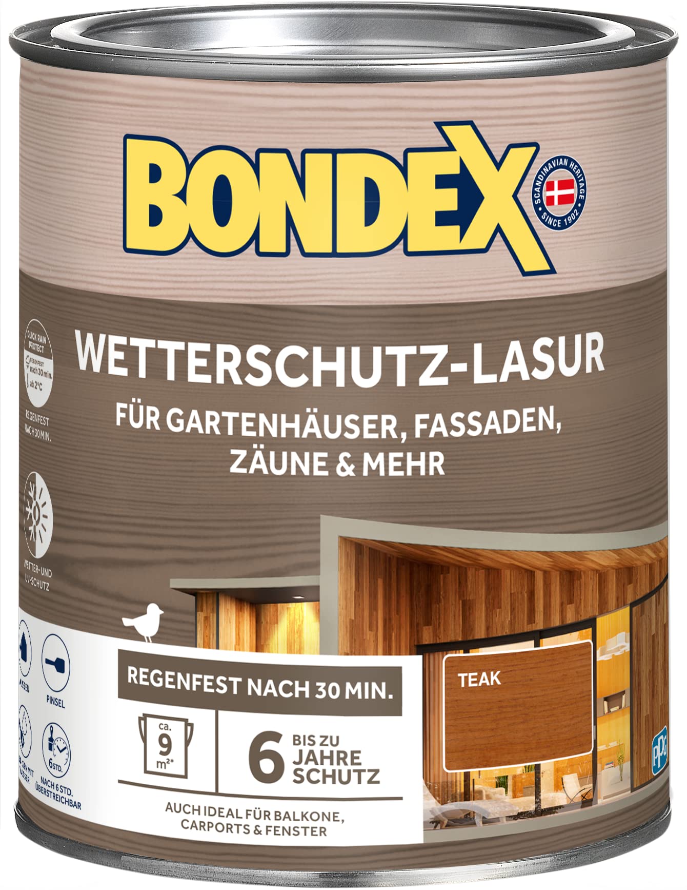Bondex Wetterschutz-Lasur Teak, 0,75 L – deckt ca. 9 m²