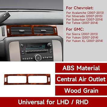 車用エアベントデカールセンターacトリム木目ステッカーカバー シボレーシルバラードタホサバーバンアバランチ Ltz/gmc ユーコンxl デナリシエラsltインテリアアクセサリー用