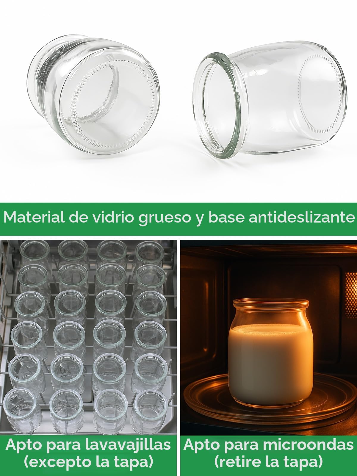 12 Piezas Vasos Yogurtera con Tapa, 200ml Botes Cristal Pequeños