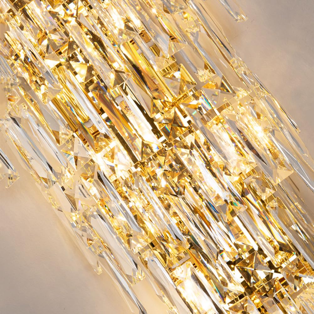 Aplique de pared de cristal cromado para chimenea Lámparas de pared de cristal modernas Iluminación de pared de pasillo de lujo interior Lámpara montada en la pared del dormitorio para sala de