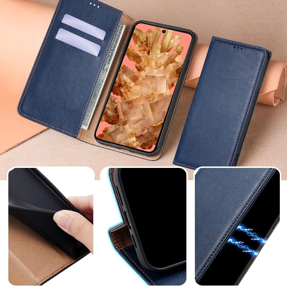 BARALARIQIU Custodia per vivo S19 Pro 5G, in pelle, per vivo S19 Pro 5G, con scomparto per carte di credito, funzione leggio, colore: blu